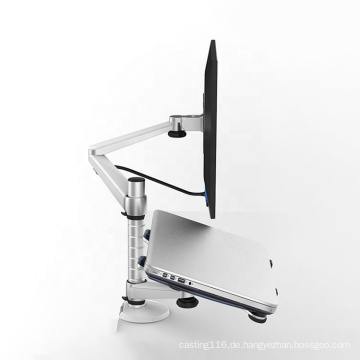 Aluminium Dual Monitor Arm Desktop -Laptop und Monitorständer mit Laptop -Ständer